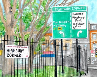 HIGHBURY CORNER - Islington Painted in Watercolour Series by Ruth Beck