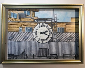 ARSENAL CLOCK END - Highbury - Islington Painted in Watercolour Series by Ruth Beck
