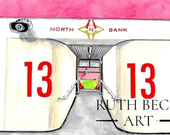 Block Entrance 13 - Arsenal Emirates Stadium - Islington Painted in Watercolour Series by Ruth Beck