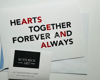 ARSENAL GREETINGS CARD - A5 card and envelope - Hearts Together Forever And Always