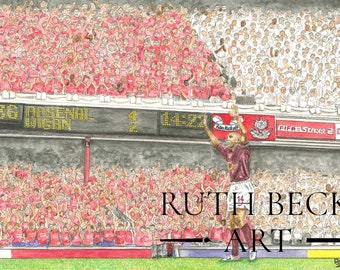 HENRY WITH CROWD - Last Day at Highbury Stadium May 2006 - Islington Painted in Watercolour Series by Ruth Beck
