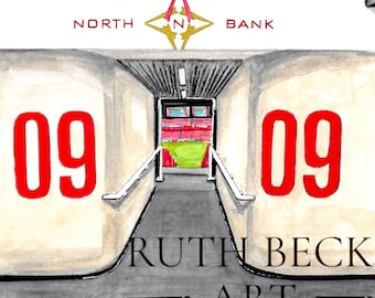 North Bank Entrance 9 - Arsenal Emirates Stadium - Islington Painted in Watercolour Series by Ruth Beck