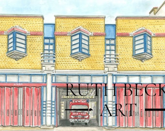 ISLINGTON FIRE STATION - Islington Painted in Watercolour Series by Ruth Beck