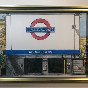 ARSENAL UNDERGROUND - Islington Painted in Watercolour Series by Ruth Beck