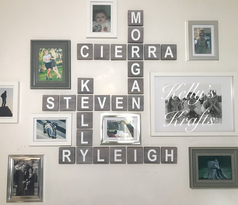 Large light grey wall art Scrabble Tiles letters Etsy
