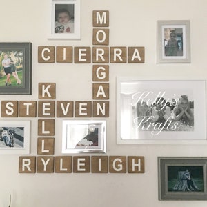 Personalised Large Scrabble Wall Art Tiles Wooden Letters Name Oversized Family Home Decor Oak Gift