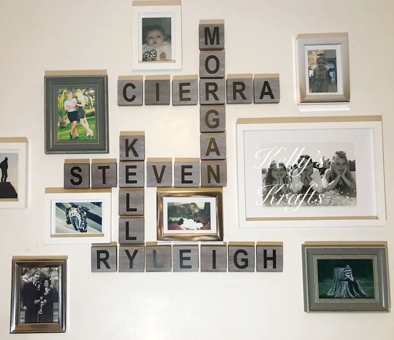 Large light grey wall art Scrabble Tiles letters Etsy