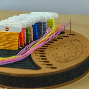 Leuke opberger voor kruissteken voor plastic klossen en naalden, gepersonaliseerde opslag voor handwerk, houder voor garen, spoelborduurdisplay