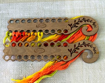 Custom Wood Threads Color Sorting Set, Numbering from 1 to 40, Boho Floss Organizer, Cross Stich Tools