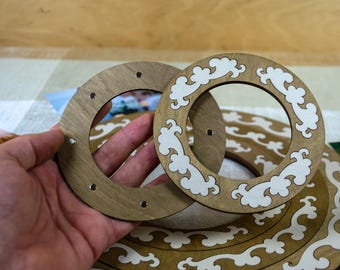 Round Frame Hoop on Magnets with Stand, 4 Sizes, Embroidery Keepsake, Desktop Photo Holder