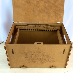 Personalized Wooden Storage Box for Embroidery Threads, Custom Organizer for Cross Stitch and Crafts, Needlework Gift, Floss Bobbin Holder