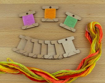 Broderigarnsspolar Set 10, 20, 50 st, Träspolar Set, Trådspolar, Garnhållare, Korsstygnstillbehör, Handarbetsverktyg