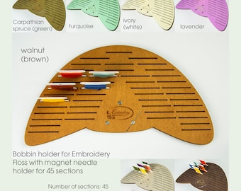 Kompakter Garnrollenhalter aus Holz mit magnetischem Nadelmagnet, Organizer mit 45 Fächern für Kreuzstich Garnkarten