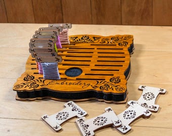 Cross Stitch Tray for Thread Bobbibs and Needles, Custom Pin Cushion, Needlework Tool for Craft Room