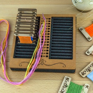 Organiseur de bureau personnalisé pour bobines de fil en bois et aiguilletage, tableau de fil, porte-fil à coudre pour projets de broderie, bobines en bois
