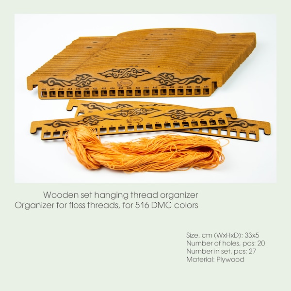 Holz-Set zum Aufhängen von Fäden – Organizer für Zahnseidefäden, für 516 DMC-Farben OG-081