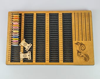 Large Organizer for Needles and Wooden Bobbin, Embroidery Bobbins Display, Needlework