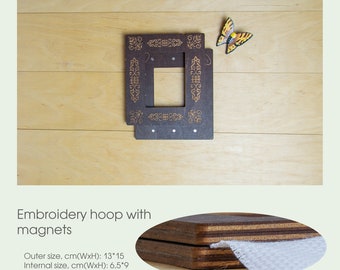 Small Magnetic Embroidery Hoop, Personalized Cross Stich Wooden Frame, Needlework Accessories