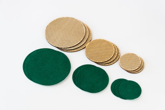 Round Wooden Cross Stitch Blanks with Felt Backing, Embroidery Base Kit for DIY Needlework and Craft Projects, 3 Sizes Included