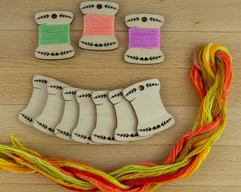Thread Bobbins Wood, Embroidery Foss Cards, Hand Embroidery Tools, Laser Cut Bobbins, Needlework Gift Idea