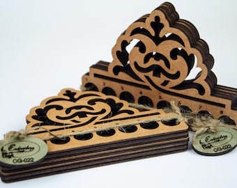 Wood Thread Organizer Cards, Set of 5 Floss Holders for Stitching Projects, Embroidery Accessories for Crafters