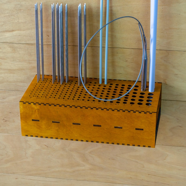 Wooden Knitting Needle Holder for Tabletop or Wall, Straight and ...