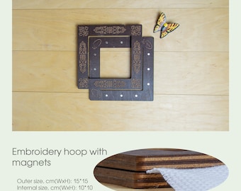 Aangepaste magnetische borduurring 15 x 15 cm, gepersonaliseerde lijst voor handwerken en knutselen, kruissteekdisplay op magneten