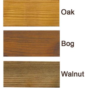 May include: Image showcasing five wood samples with different finishes. The samples are labeled: Natural Plywood, Oak, Bog, Walnut, and Beech. Each sample displays the wood grain and color variations, ranging from light beige to reddish-brown.