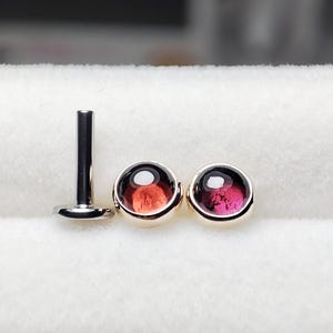 14k Solid Gold Threadless Piercing Garnet Natural Titanium Labret Piercing Medusa Philtrum Lips Helix Tragus Conch Cartilage Monroe Vertical