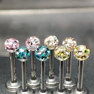 Ferido クリスタルボール 3 mm AB カラー エポキシコーティング 16g ラブレット チェコクリスタル リップピアス トラガス ヘリックス コンク 軟骨 メデューサ 人中 ぴったり