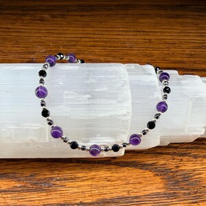 Minimalist Empath Protection: Amethyst, Black Tourmaline and Hematite Healing Intention Bracelet - Reiki Charged - Keep Negativity Away image 11