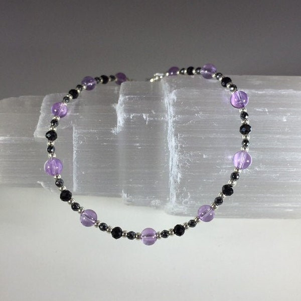 Minimalist Empath Protection: Amethyst, Black Tourmaline and Hematite Healing Intention Bracelet - Reiki Charged - Keep Negativity Away