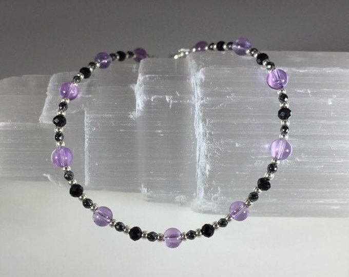 Featured listing image: Minimalist Empath Protection: Amethyst, Black Tourmaline and Hematite Healing Intention Bracelet - Reiki Charged - Keep Negativity Away
