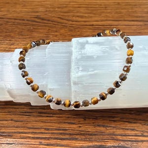 Tiger's Eye Minimalist Cube Bracelet - Reiki Charged - Protection, Luck and Focus