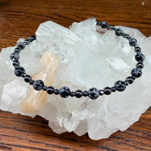 Snowflake Obsidian Hematite Bracelet: Calming, Grounding, Purifying Intentions image 8