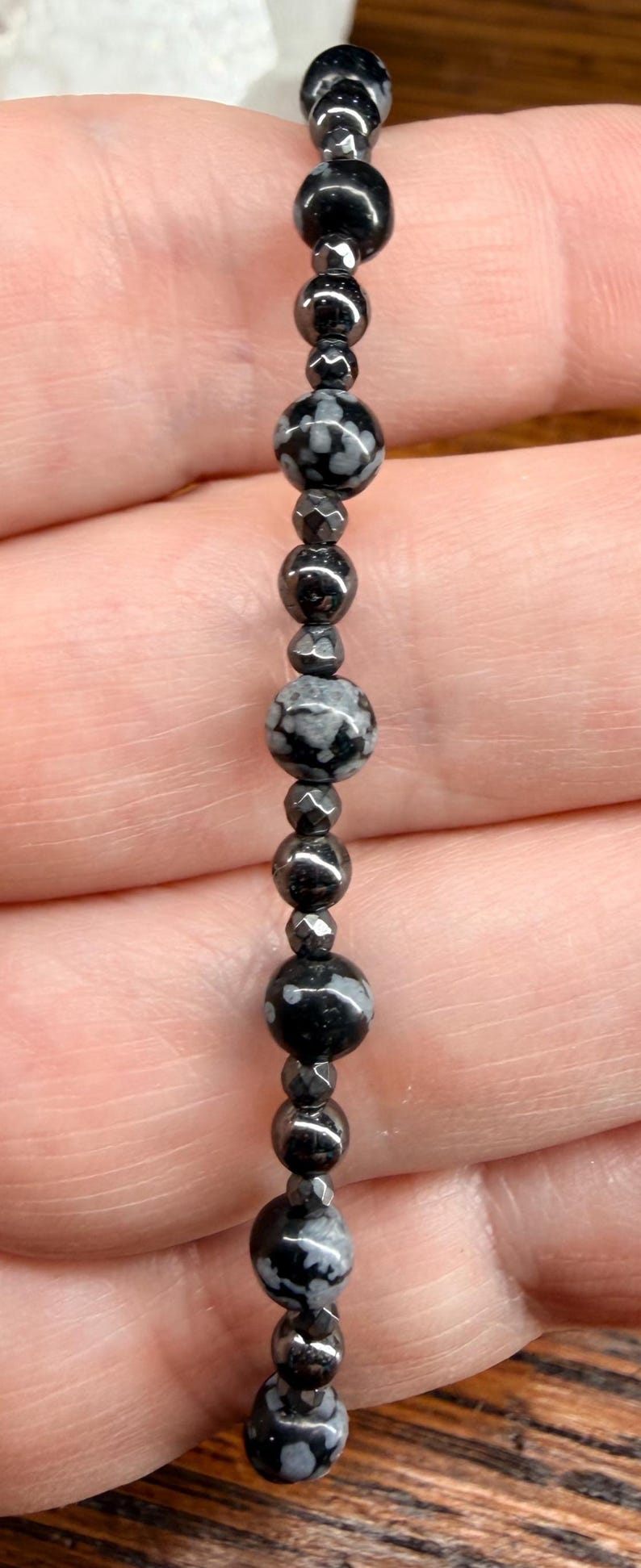 Snowflake Obsidian Hematite Bracelet: Calming, Grounding, Purifying Intentions image 10