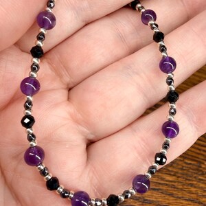 Minimalist Empath Protection: Amethyst, Black Tourmaline and Hematite Healing Intention Bracelet - Reiki Charged - Keep Negativity Away image 3