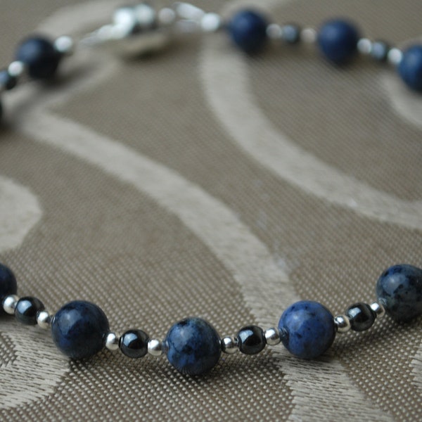 Willpower Boosting: Dumortierite & Hematite Healing Intention Bracelet - Reiki Charged - Beat Addictions, Improves Self-Control,