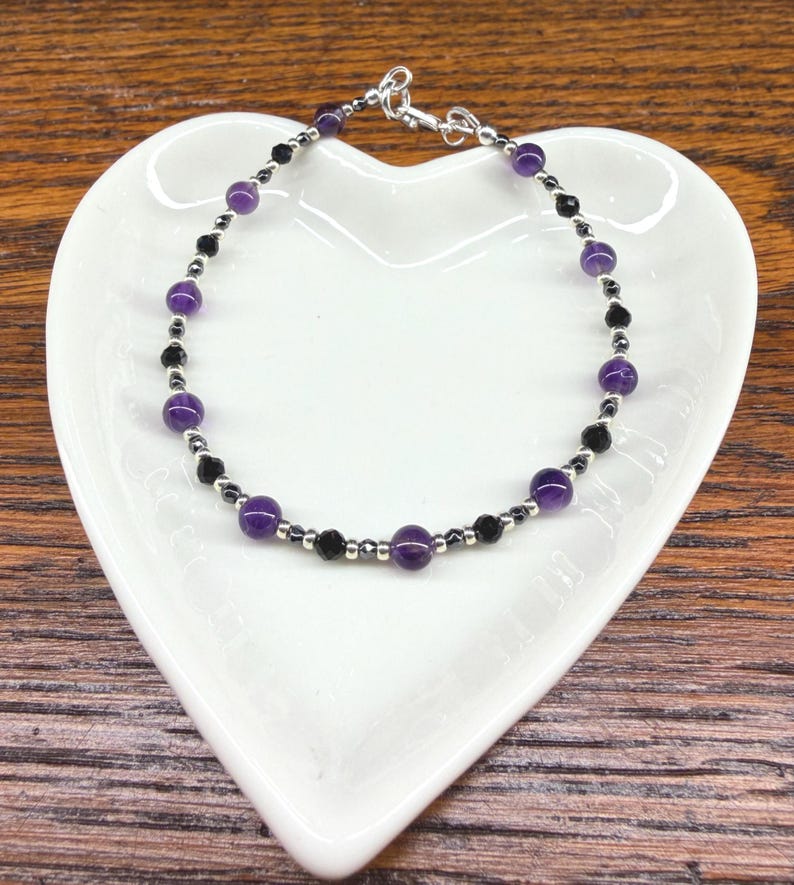 Minimalist Empath Protection: Amethyst, Black Tourmaline and Hematite Healing Intention Bracelet - Reiki Charged - Keep Negativity Away image 10