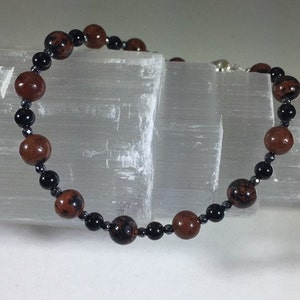 Empath Protection: Mahogany Obsidian, Black Tourmaline & Hematite Healing Intention Bracelet - Reiki Charged- Protects from Energy of Others