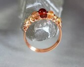Mood Lifting Carnelian, Citrine Sunstone Healing Intention Minimalist Ring in Copper - Reiki Charged - Aids Depression, Lightens Emotions