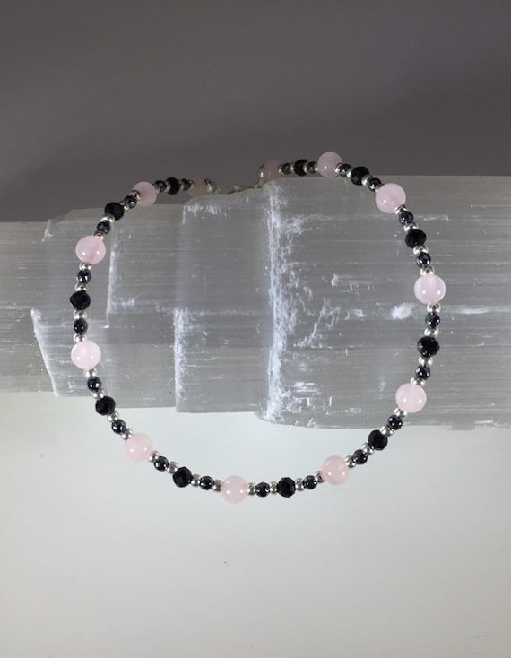 Empath Protection: Rose Quartz, Black Tourmaline and Hematite Healing Intention Bracelet - Reiki Charged - Radiates Love All Around You