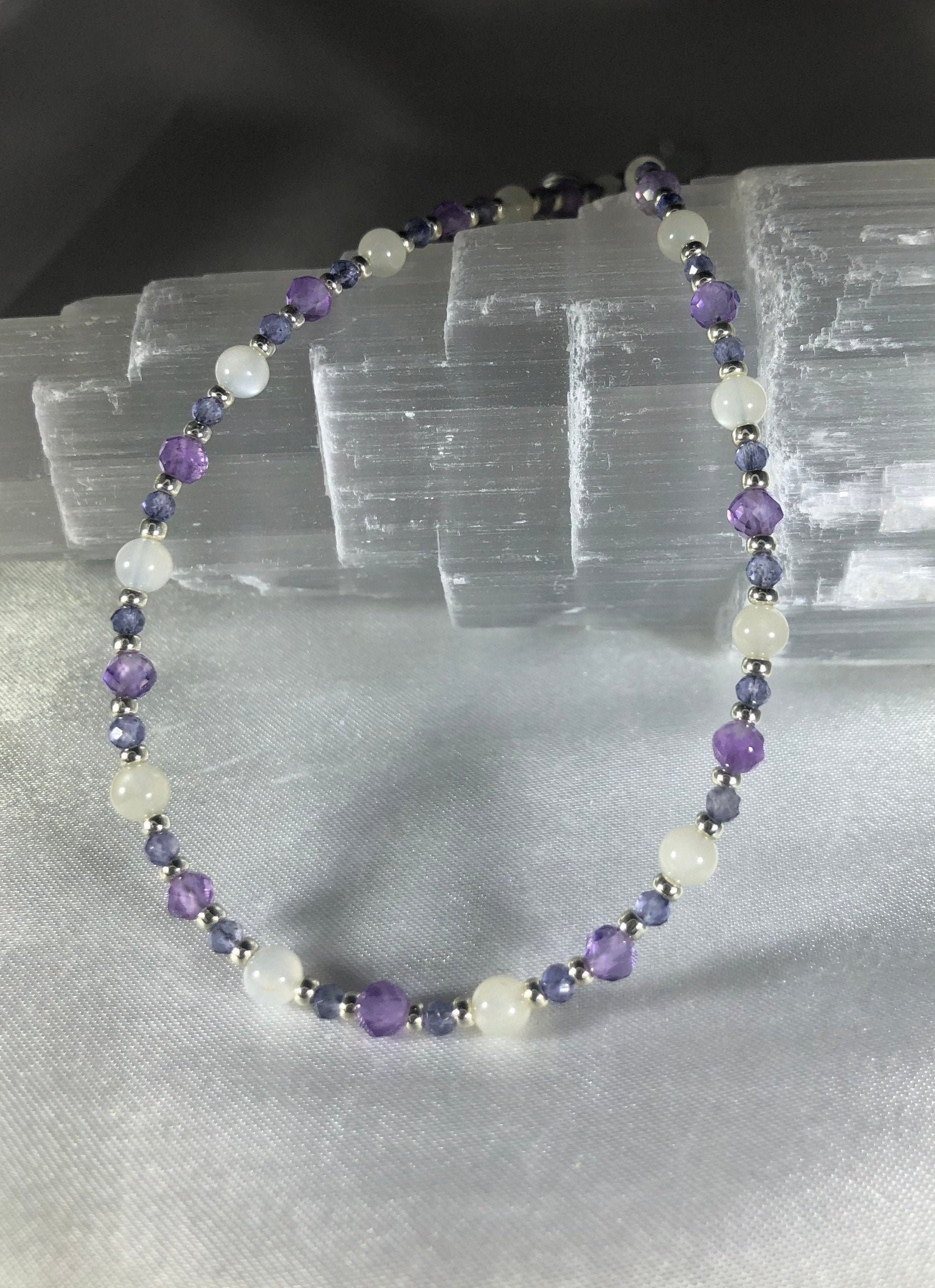 Spiritual Insight Moonstone, Amethyst and Iolite Healing Intention