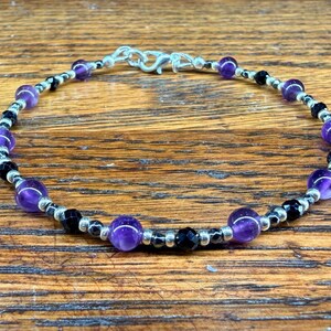 Minimalist Empath Protection: Amethyst, Black Tourmaline and Hematite Healing Intention Bracelet - Reiki Charged - Keep Negativity Away image 4