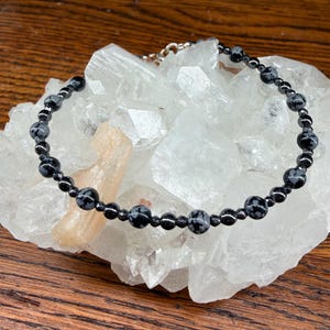 Snowflake Obsidian Hematite Bracelet: Calming, Grounding, Purifying Intentions image 2
