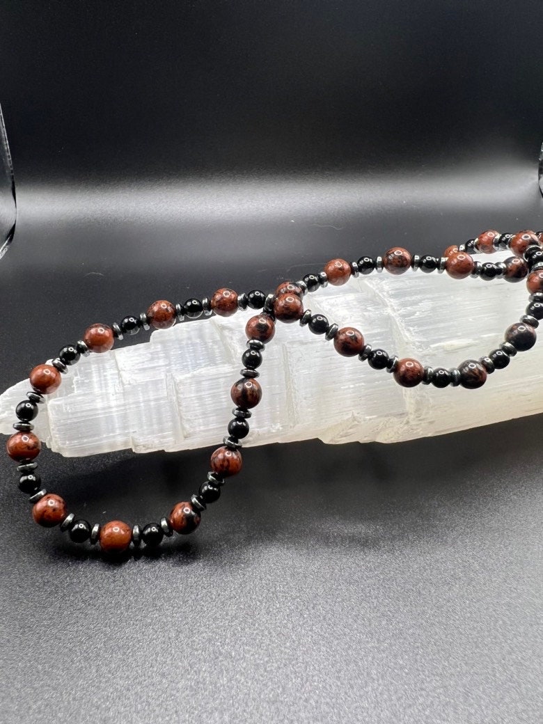 Men's Magnetic Hematite Twisted Bead Necklace - Handcrafted Natural Stone  Jewelry & Unique Gifts - KVK Designs