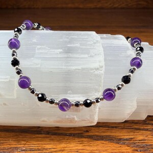 Minimalist Empath Protection: Amethyst, Black Tourmaline and Hematite Healing Intention Bracelet - Reiki Charged - Keep Negativity Away image 9
