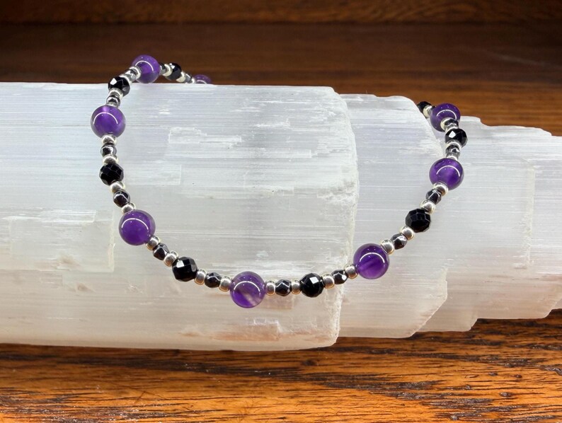 Minimalist Empath Protection: Amethyst, Black Tourmaline and Hematite Healing Intention Bracelet - Reiki Charged - Keep Negativity Away image 9