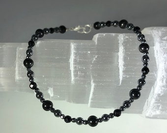 Shungite EMF & Aura Protection Bracelet: with Black Tourmaline and Hematite -  Reiki Charged - Shields Aura from Negativity, Brings Calm