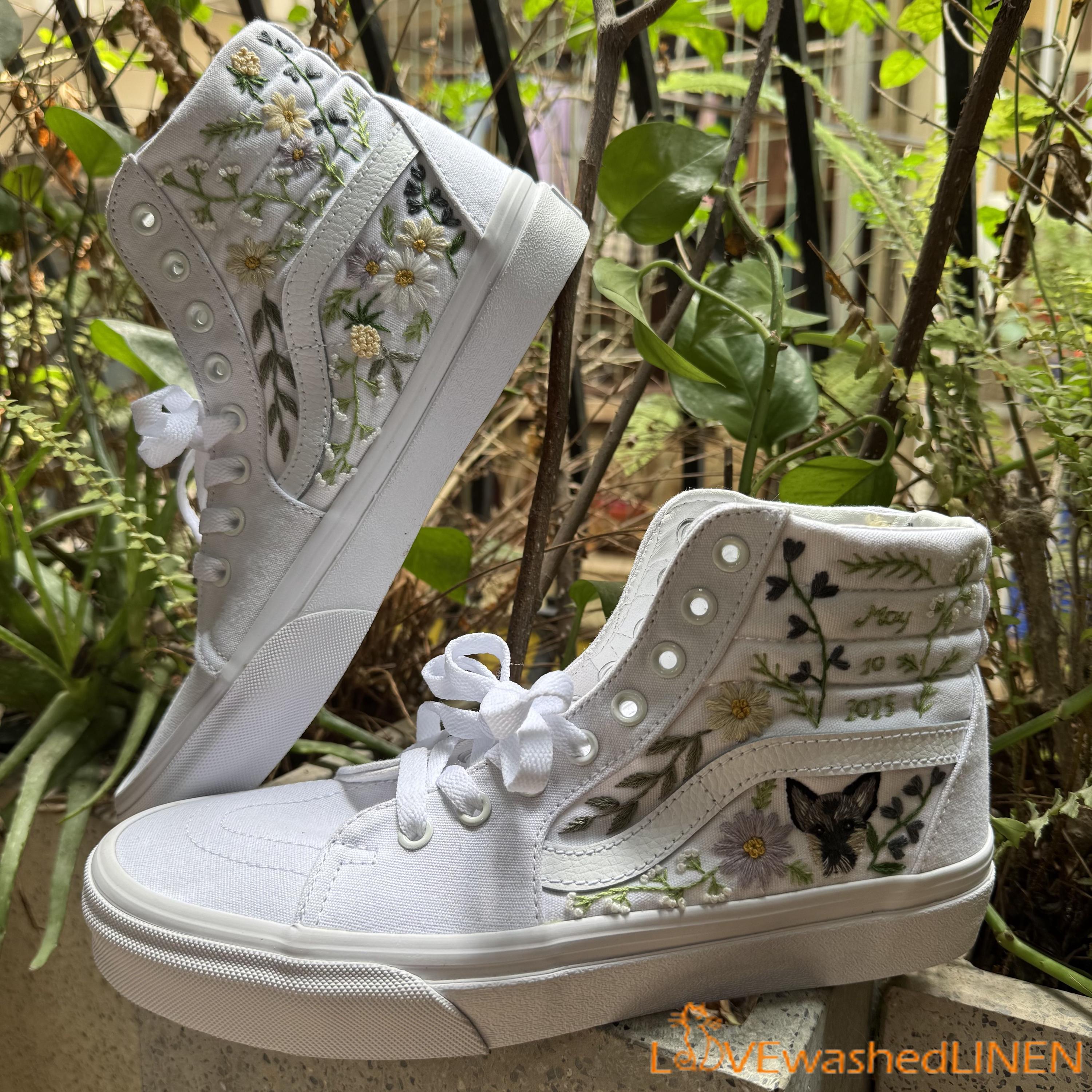 Flower Vans Shoes Floral Vans High Tops Sepatu Vans Sk8 Custom